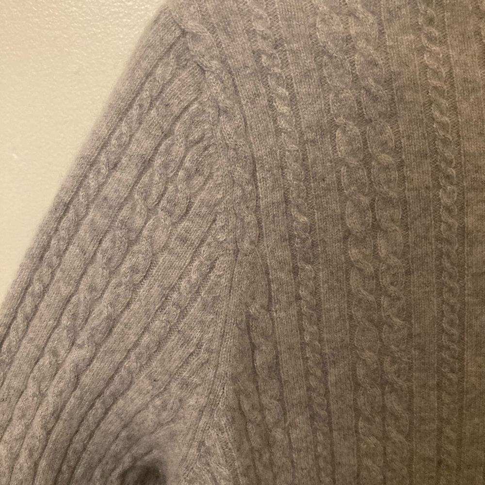 Gray Cable Cashmere Sweater - image 2